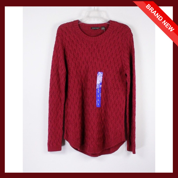 Jeanne Pierre Women Fisherman Knit Sweater Red - Picture 6 of 7
